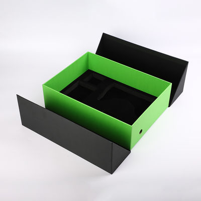 kaufen Doppelte Tür-Luxusgeschenkbox-schwarze grüne PU-Leder-Pappe kundengebundener Ausschnitt-Schwamm online manufacture