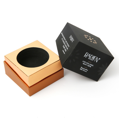 Schwarze kosmetische Verpackenkästen mit Goldfolie Logo White Interior