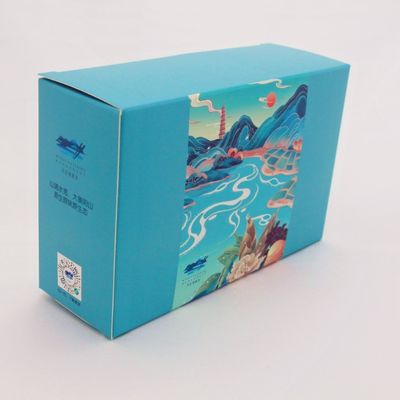 Blaue gewölbte Papierwerbung ISO9001 CMYK packt kundenspezifischen Toy Boxes ein