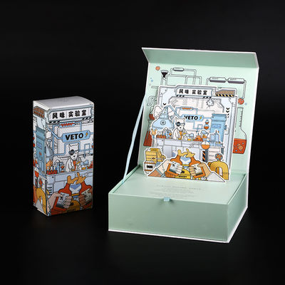 Flattern steife LuxusPappschachtel Buch-Form FSC Knall-3D oben für Wein-Flaschen-Magneten Platte